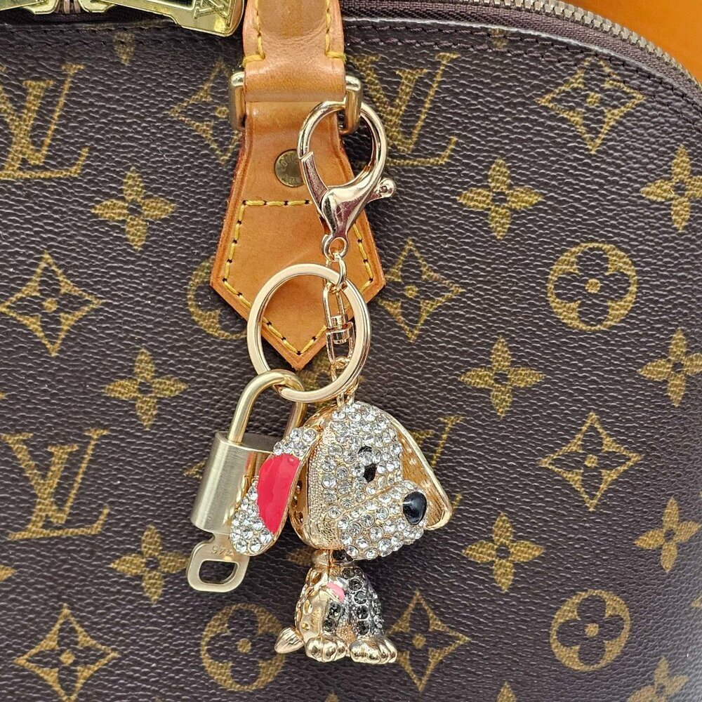 Authentic Louis Vuitton Gold Lock & Key 🔑 Bag Charm w/ Unbranded Puppy Charm - Picture 9 of 9
